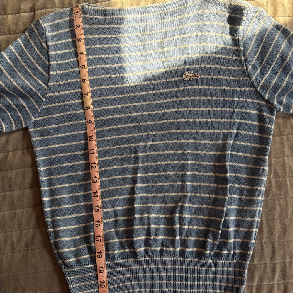 Lacoste 80s Blue and White Striped Sweater - Picture 6 of 6
